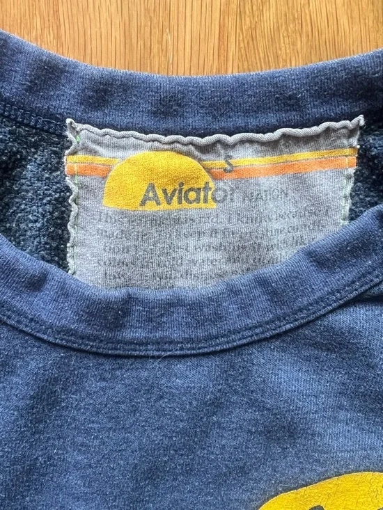 Aviator Nation Smiley Patch Navy Crewneck Sweatshirt - Picture 2 of 4